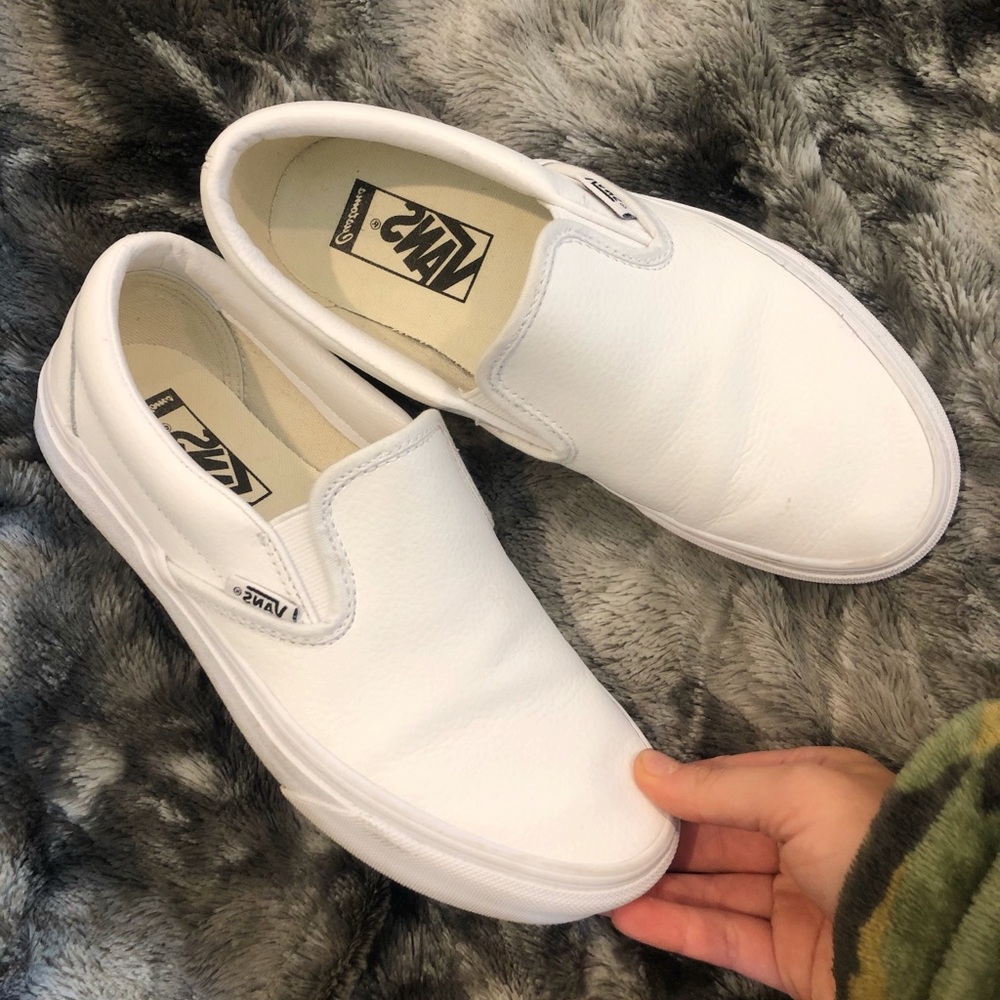 Custom Leather slip on vans